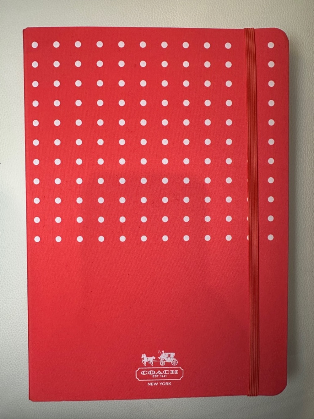 COACH Japan Exclusive Coral/White Polka Dots Coated Canvas Portfolio Folder EUC